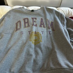 Wild Fable Gray Sweatshirt with Purple and Yellow Print